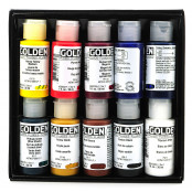 Golden Introductory Fluid Acrylic Set of 10 x 30ml Pots