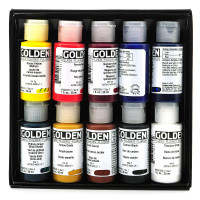 Golden Introductory Fluid Acrylic Set of 10 x 30ml Pots